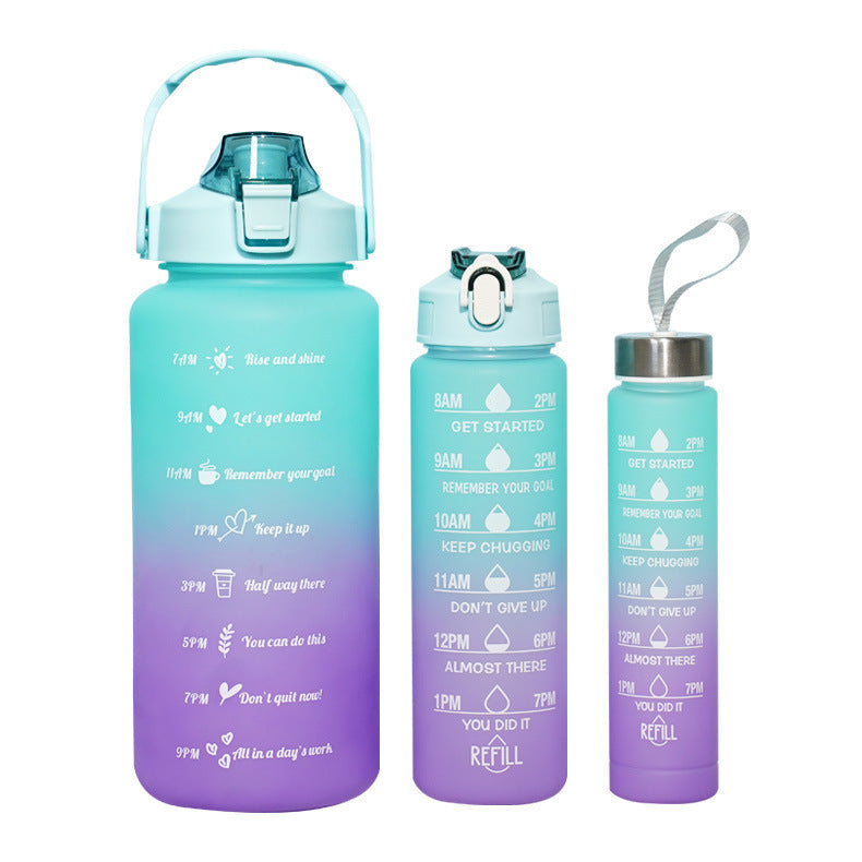 Gradient Three-piece Cup Large Capacity Sports Cold Water Bottle