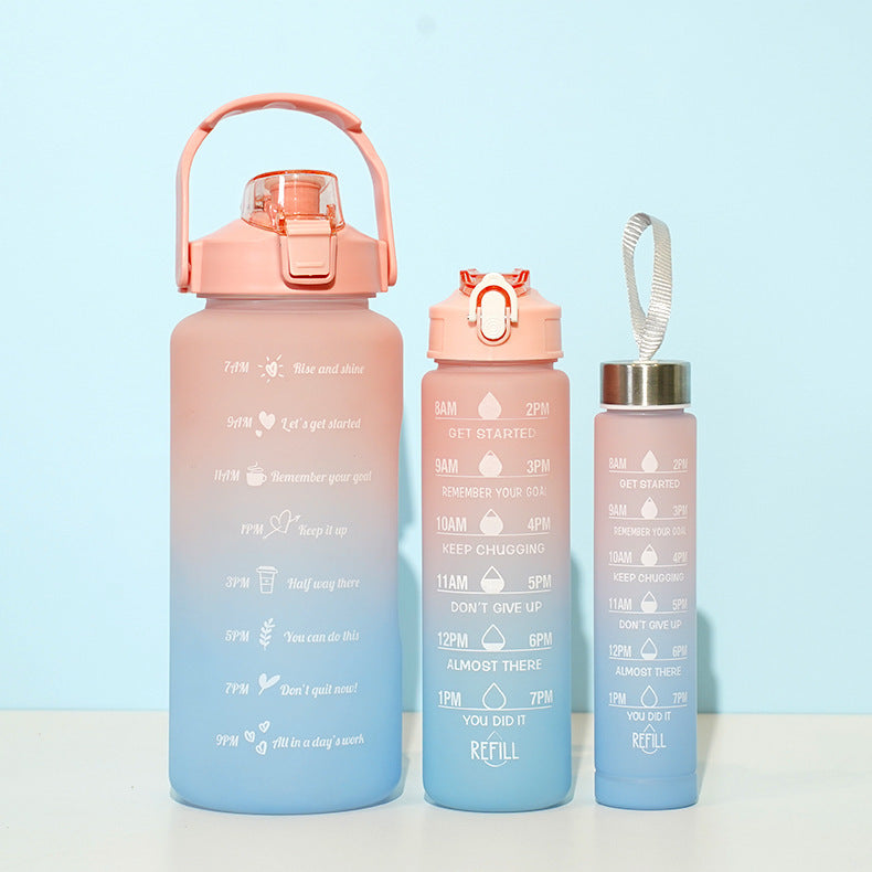 Gradient Three-piece Cup Large Capacity Sports Cold Water Bottle