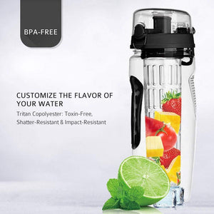 Fruit Infusing Water Bottle BPA Free Plastic Sport Juice Shaker.