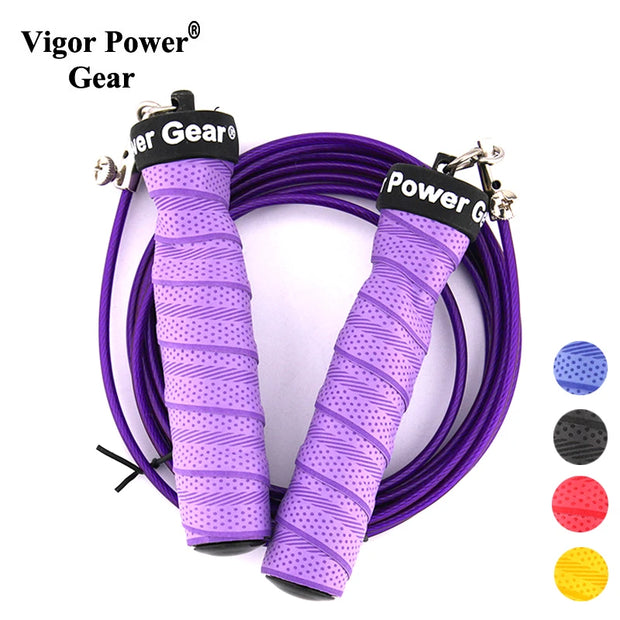 Vigor Power Gear Adjustable Cable Crossfit Skip Sweat Non-Slip Weighted Jump Rope.