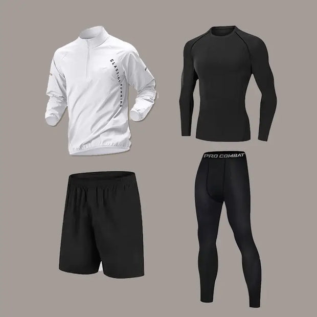 Men's Quick-Dry Sports Set Autumn Track and Field Zipper Training Running Fitness Long-Sleeve Shirts for Cycling Gym Wear Men