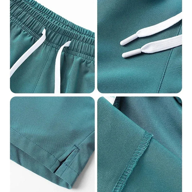 Mens Fitness Lightweight Sweatpants, Casual Pockets Shorts Basic Solid Color.