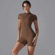 Women's Jumpsuits One-Piece Suit Zipper Short Sleeve  Push Up Bodysuit.