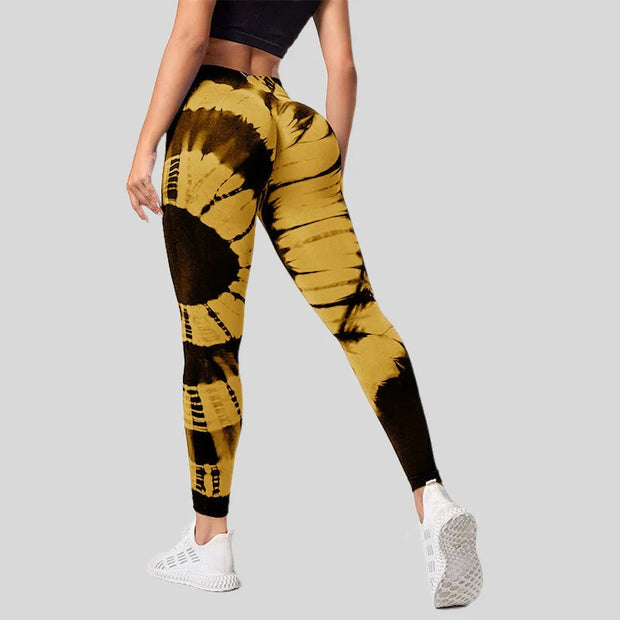 Seamless Tie-dye High-waist  Breathable Yoga Trousers, Tight-fitting Bottoming.