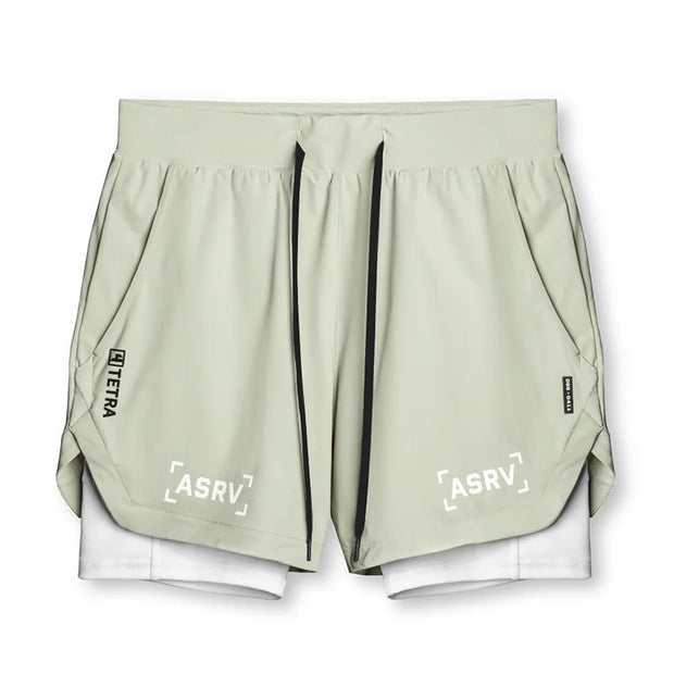 ASRV Mens Quick Dry 2 in 1 Double-Deck Fitness Short.