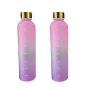 1L Bottle With Time Marker 32 OZ Motivational Reusable Fitness Sports Outdoors Travel Leakproof BPA Free Frosted Plastic.