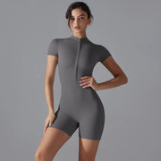 Women's Jumpsuits One-Piece Suit Zipper Short Sleeve  Push Up Bodysuit.