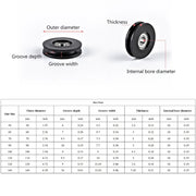 Nylon Bearing Pulley Wheel Round Black Wheel Cable Gym Fitness Equipment Part Exercise Machine Part and Pulley Accessory