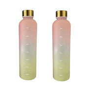 1L Bottle With Time Marker 32 OZ Motivational Reusable Fitness Sports Outdoors Travel Leakproof BPA Free Frosted Plastic.