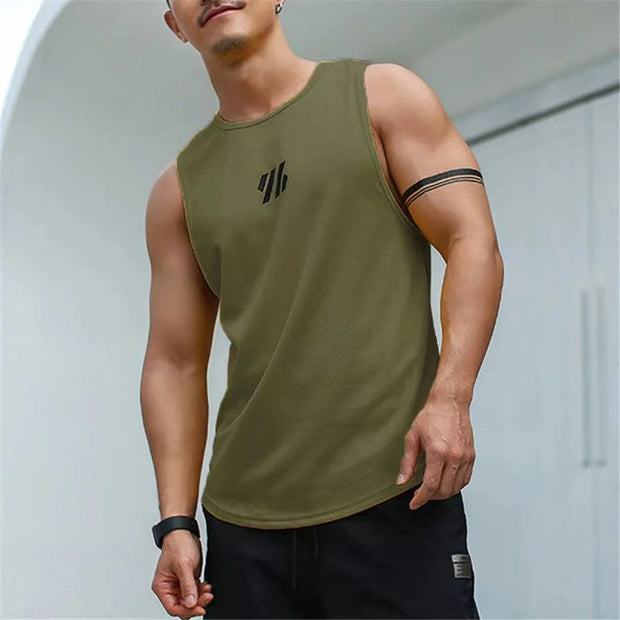 Men's Summer Singlets Quick Dry Sleeveless Gym Shirts Fitness Tank Tops Training Wear.