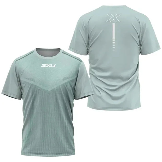 Men's Sports Quick Drying T-shirt 2XU Outdoor Fitness Training Wear Breathable Short Sleeve, Light Loose Top