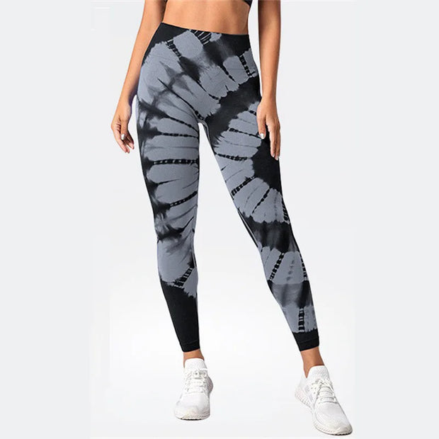 Seamless Tie-dye High-waist  Breathable Yoga Trousers, Tight-fitting Bottoming.