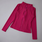 New yoga wear ladies coat round high elastic loose long sleeve stand-up collar tops.