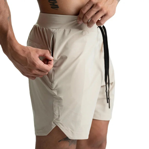 Men's Single Woven Quick Dry Shorts Solid Color Running Fitness Sports Casual Style.