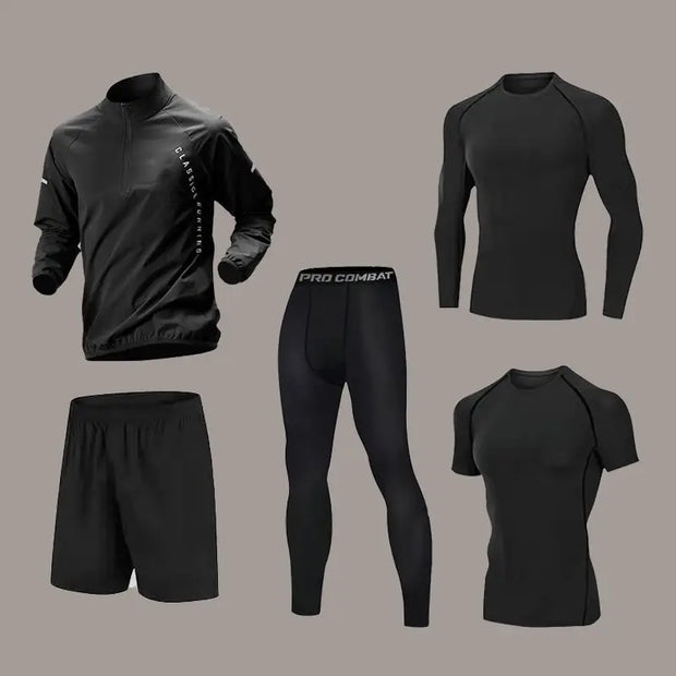 Men's Quick-Dry Sports Set Autumn Track and Field Zipper Training Running Fitness Long-Sleeve Shirts for Cycling Gym Wear Men