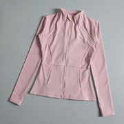 New yoga wear ladies coat round high elastic loose long sleeve stand-up collar tops.