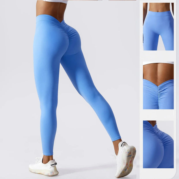 Yoga Leggings Back V Butt Sexy Leggings Women Yoga Pants Fitness Workout Gym Running Leggings High Waist Active Wear Tight Pants