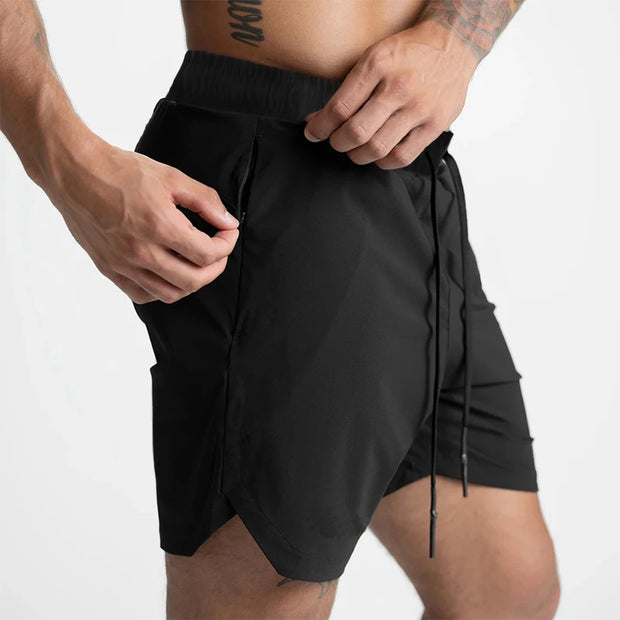 Men's Single Woven Quick Dry Shorts Solid Color Running Fitness Sports Casual Style.