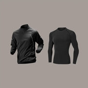 Men's Quick-Dry Sports Set Autumn Track and Field Zipper Training Running Fitness Long-Sleeve Shirts for Cycling Gym Wear Men