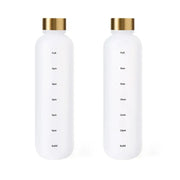 1L Bottle With Time Marker 32 OZ Motivational Reusable Fitness Sports Outdoors Travel Leakproof BPA Free Frosted Plastic.