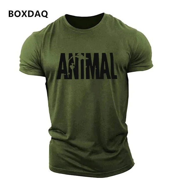 Men's Animal T-shirts Short Sleeve Round-Neck Loose Casual Sporty Tops.