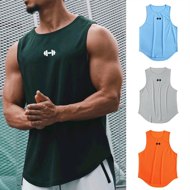 Summer Men's Gym Tank Top Fitness Training Clothing Quick-drying Loose Bodybuilding Sleeveless Shirt.