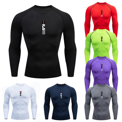 Mens Running Compression T-shirt Long sleeves Sport Tees.