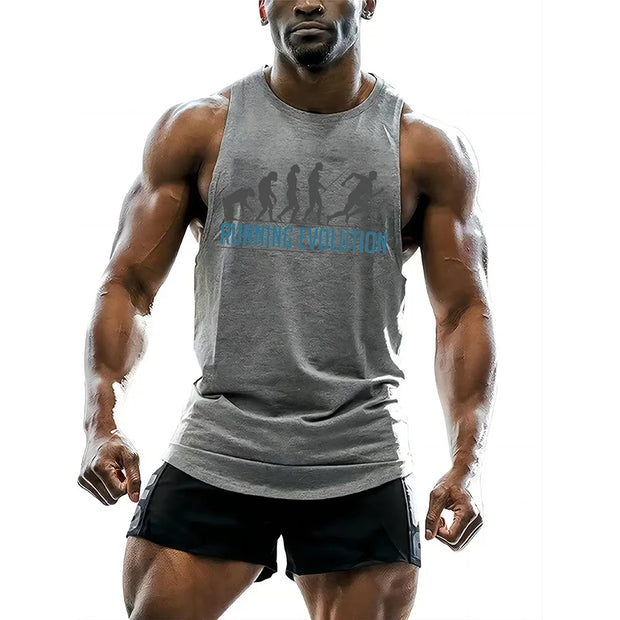 Fitness vest Men's Gym 2d printed tops round neck sport T-shirt breathable quick dry vest