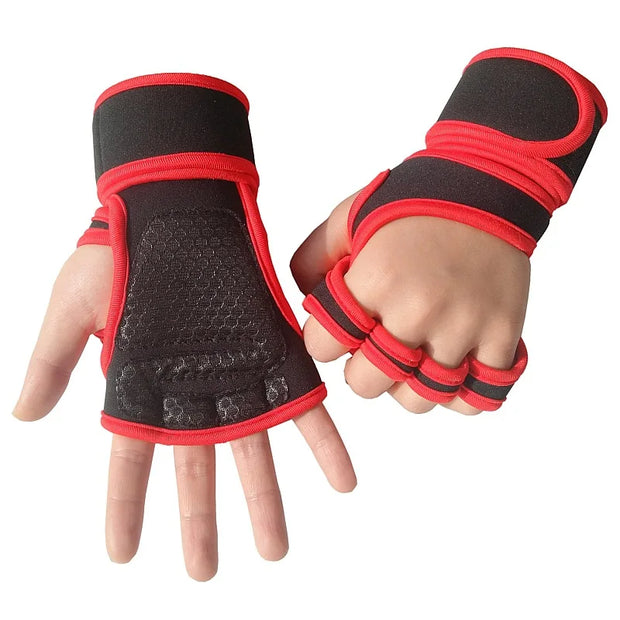 New 1 Pair Weight Lifting Training Gloves Women Men Fitness Sports Body Building Gymnastics Grips Gym Hand Palm Protector Gloves