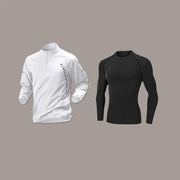 Men's Quick-Dry Sports Set Autumn Track and Field Zipper Training Running Fitness Long-Sleeve Shirts for Cycling Gym Wear Men