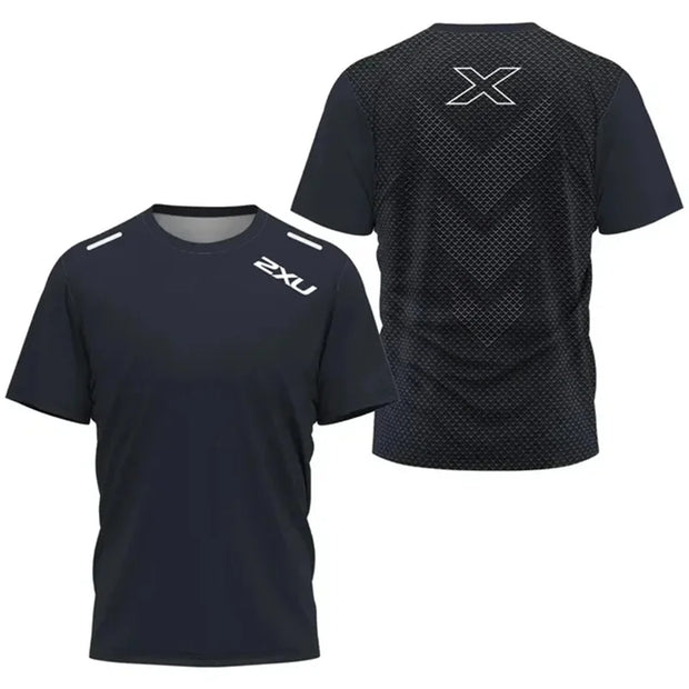 Men's Sports Quick Drying T-shirt 2XU Outdoor Fitness Training Wear Breathable Short Sleeve, Light Loose Top