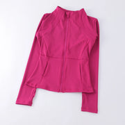 New yoga wear ladies coat round high elastic loose long sleeve stand-up collar tops.