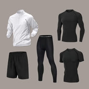 Men's Quick-Dry Sports Set Autumn Track and Field Zipper Training Running Fitness Long-Sleeve Shirts for Cycling Gym Wear Men