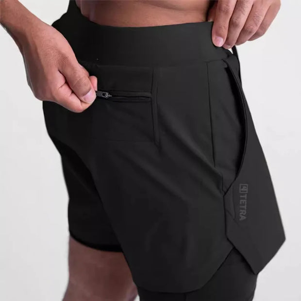 ASRV Mens Quick Dry 2 in 1 Double-Deck Fitness Short.