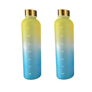 1L Bottle With Time Marker 32 OZ Motivational Reusable Fitness Sports Outdoors Travel Leakproof BPA Free Frosted Plastic.