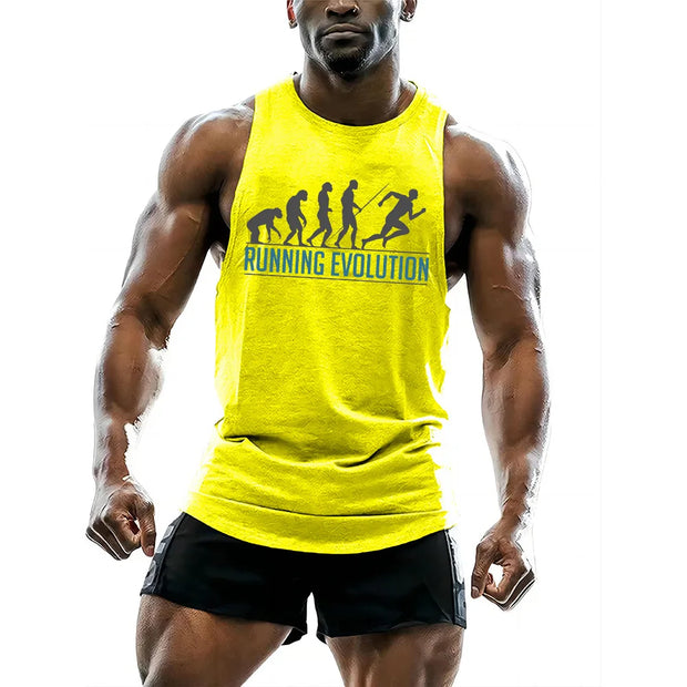 Fitness vest Men's Gym 2d printed tops round neck sport T-shirt breathable quick dry vest