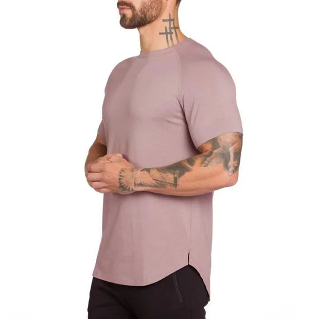 DIY Brand Gym Clothing Fitness T Shirt Men Fashion Extend Hip Hop Summer Short Sleeve T-shirt Cotton.