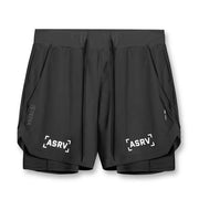 ASRV Mens Quick Dry 2 in 1 Double-Deck Fitness Short.