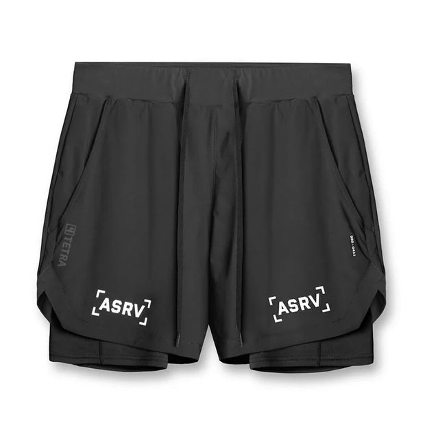 ASRV Mens Quick Dry 2 in 1 Double-Deck Fitness Short.