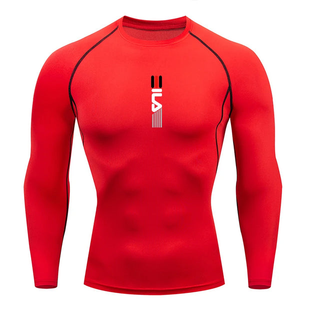 Mens Running Compression T-shirt Long sleeves Sport Tees.